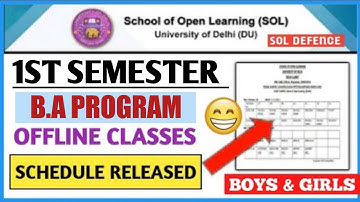 DU SOL 1st Sem B.a Prog. Offline Classes Schedule Released 2023 II How to check Time-Table B.a Prog.