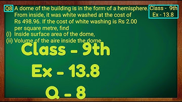 Class 9th , Ex - 13.8, Q 8 ( Surface Areas and Volumes ) CBSE NCERT