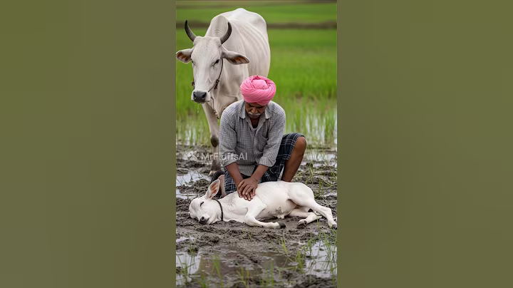 Farmer saves baby calf #ai #foryou #cow #india #shorts #rescue #animals #nature