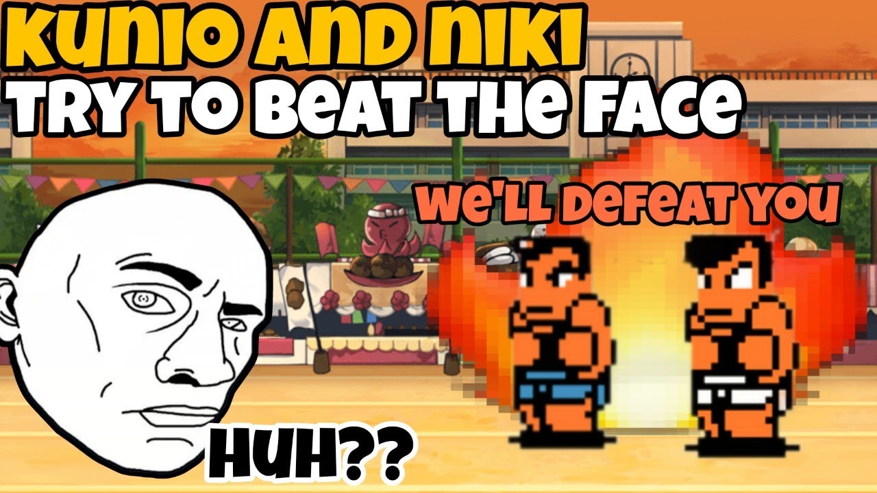 The battle cats kunio kun and riki vs the face YouTube