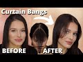 How to cut CURTAIN BANGS at Home EASY - Fine straight Hair - Curtain Bangs DIY by a Hair Dresser