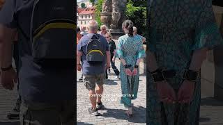 Unusual moment on Prague's Charles Bridge 🇨🇿 #shorts #travel #petplay #leashplay