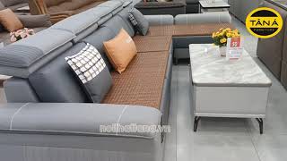 Mẫu ghế sofa vải giả da góc L nhập khẩu Đài Loan TA 2338