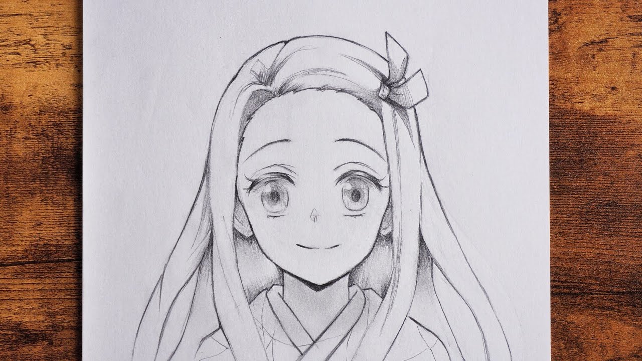 ⁣How to draw Anime | Easy Anime Girl Drawing |Nezuko kamado Sketch from Demon Slayer