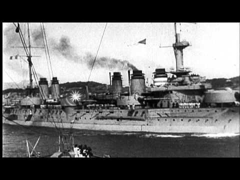 Italian and French navy forces combat Austrian forces, U boats, and fight in Dard...HD Stock Footage