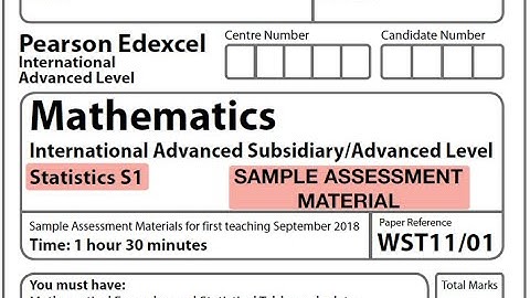 Edexcel IAL Maths - S1 - Sample Assessment