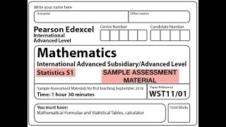 Edexcel IAL Maths - S1 - Sample Assessment