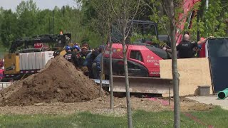 Crews working to free contractor trapped after trench collapse in Noblesville