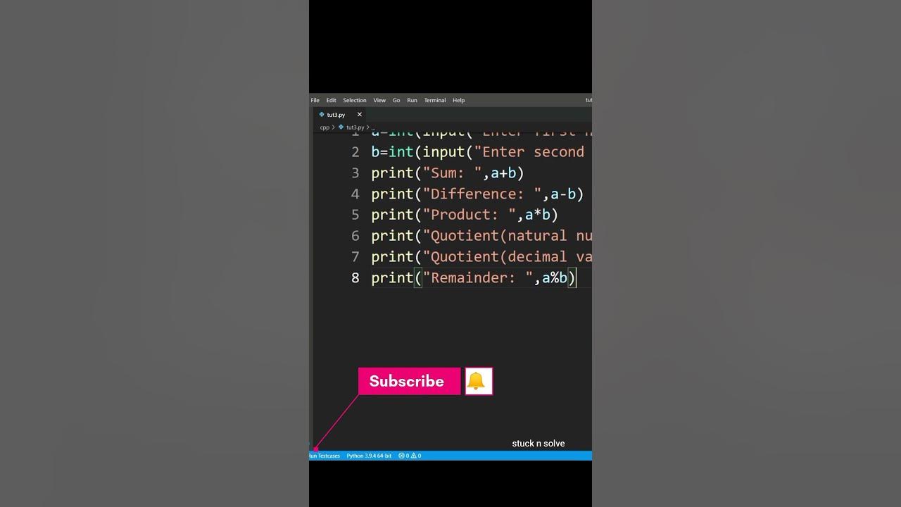 Python program to calculate addition, subtraction, product, quotient ...