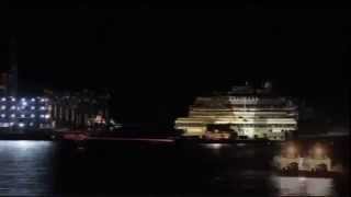 Raising Costa Concordia - Time Lapse video(Timelapse footage shows the Costa Concordia cruise ship being raised upright off the coast of Tuscany in Italy. Costa Concordia righted after 'perfect' ..., 2013-09-17T10:12:15.000Z)