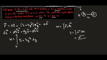 A force F = (5 + 3y2) acts on a particle in the y-direction, where F is in the newton and y is in me
