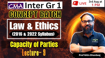 Capacity of Parties Lecture- 9 | Syllabus 2016 & 2022 CMA Inter Gr-1 | By Prof. Nitin Bhardwaj