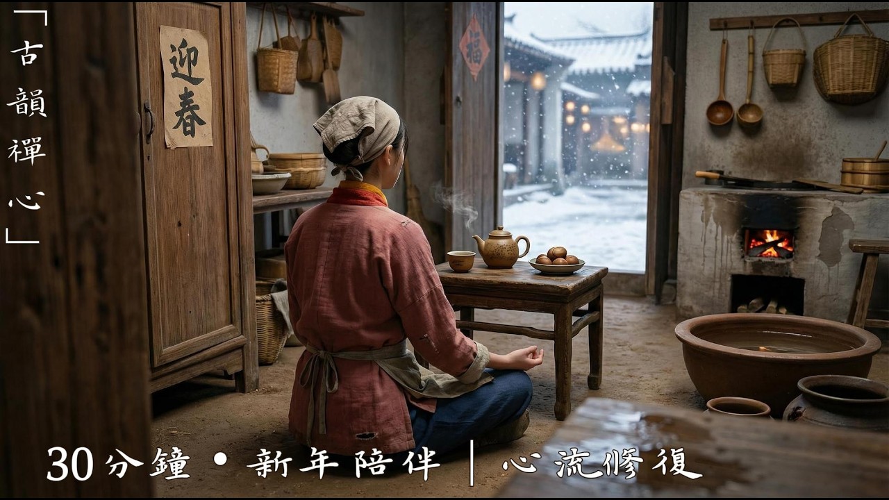 [新年陪伴・30分鐘新中式古樂] 灶火微芒，雪落柴扉：在煙火繚繞的小廚裡，聽見歲月的沈香｜心流修復・擺脫內耗・《灶暖迎春》｜Relaxation & Mindfulness