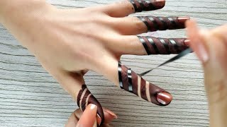 طريقة حلوة لحناء اليدين | نقش حناء اصابع | New Fingers Mehndi Design 😍