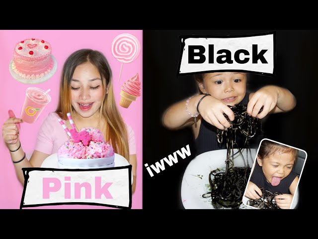 EATING ONLY ONE COLOR FOOD FOR A DAY | BLACK vs PINK | Omaygasshh!! Eww class=