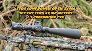 Set the zero to a Zero Compromise Optic ZC840. Krieger barrelled Tikka&KRG Whiskey + Lapua Scenar