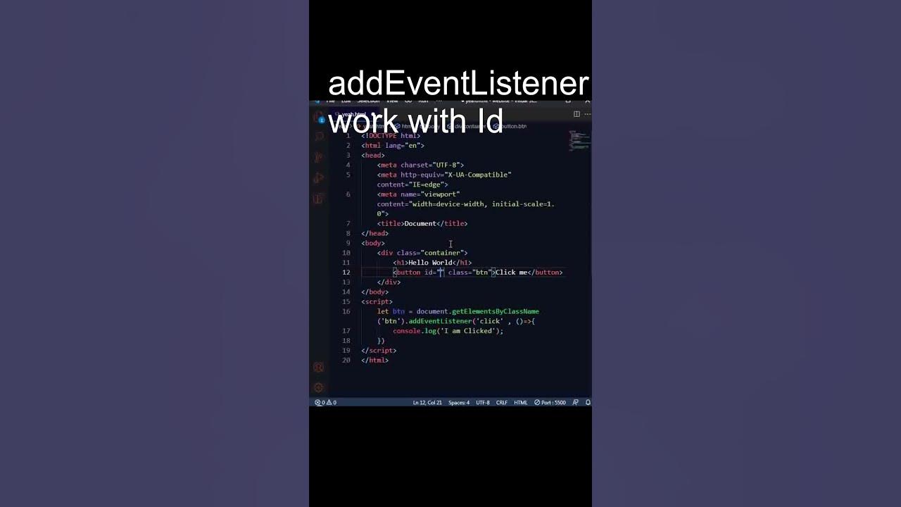 Uncaught typeerror addeventlistener is not a function 1 vanilla javascript shorts youtube