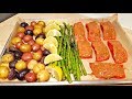 Easy Salmon One Pan Meal Prep | One Pan Salmon and Veggie Dinner | How to Cook Salmon