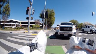 PG&E Truck and BMW Break the Law and turn on Red Arrow