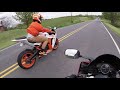 KTM RC8 performs a wheelie