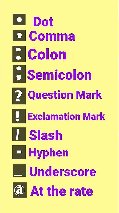 DOT, COMMA, COLON, SEMICOLON, QUESTION MARK, EXCLAMATION MARK, AT ...