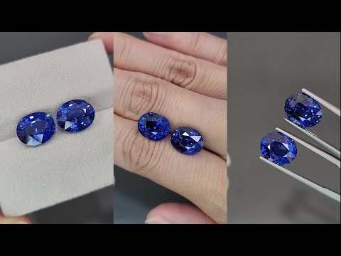 Pair of sapphires Royal Blue oval cut  10.72 carats, Madagascar Video  № 1