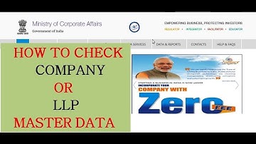 HOW TO VIEW COMPANY OR LLP MASTER DATA ON MCA WEBSITE