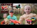 Father VS Son Strength Challenge!! Nerf Battle Obstacle Course!