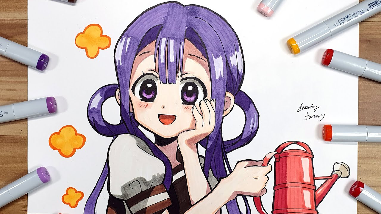 Drawing Akane Aoi Jibaku Shounen Hanako Kun Copicmarker 地縛少年 花子くん 赤根 葵 지박소년 하나코 군 아카네 아오이 손그림 그리기 Youtube