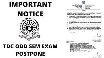 Assam University: Silchar TDC odd semester exam postponed//official notice//important notice