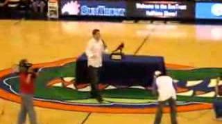 Tim Tebow Talks During Gator Basketball Halftime
