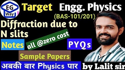 Unit 3rd L3.10 Diffraction due to N slits | Engg. Physics by Lalit sir #diffraction #virul #physics