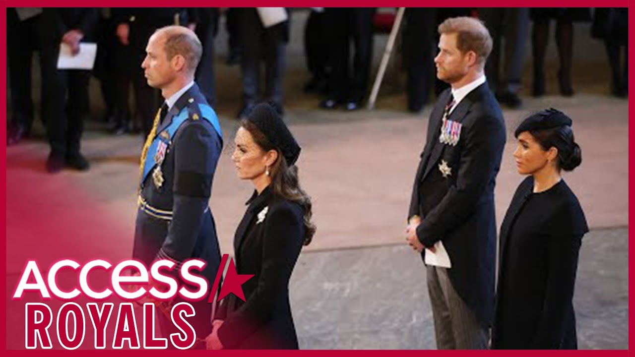 Prince Harry & Meghan Markle Behind Prince William & Kate Middleton At Queen Elizabeth's Service