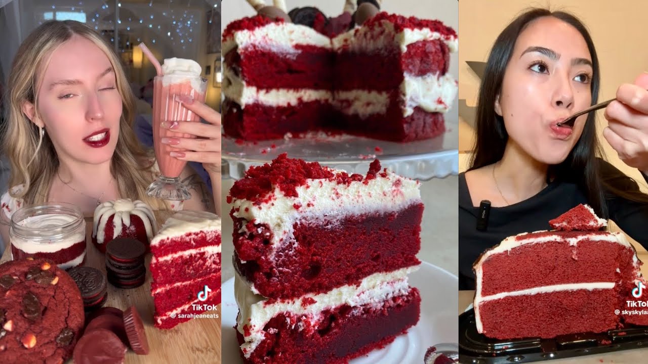 RED VELVET CAKE MUKBANG TIKTOK FOOD COMPILATION - YouTube