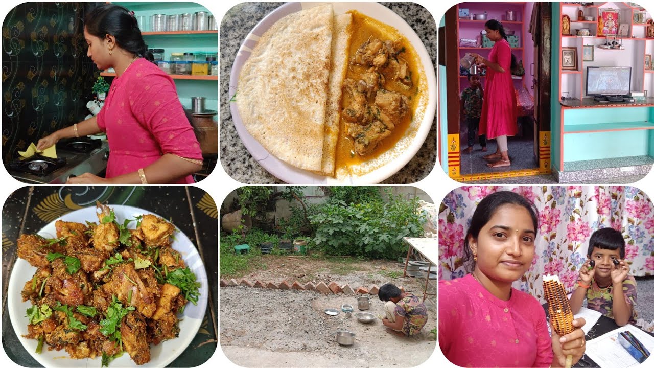 Sunday busy routine|మా అందరికి ఇష్టమయిన combination|మా వారి కోసం చేసిన chickenfry|పిల్లలకి కోపంవస్తే