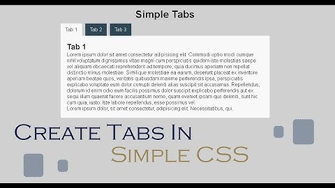 Simple Tabs Using HTML/CSS In Only