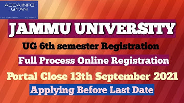 UG 6th Semester Online Registration JAMMU UNIVERSITY||Problem Sign In Solve||portal close 13th Sept
