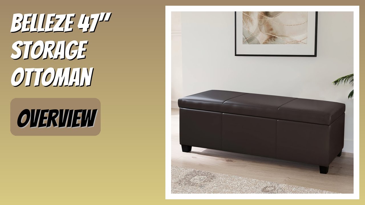 REVIEW (2026): BELLEZE 47" Storage Ottoman. Features