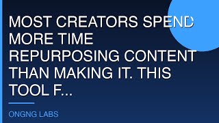 Most creators spend more time repurposing content than making it. This tool f...