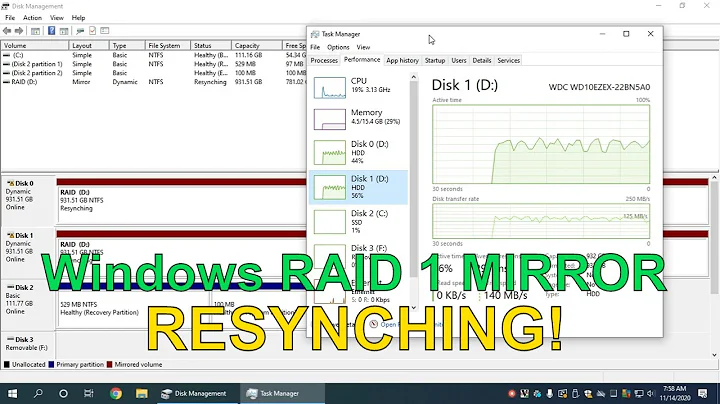 Mirroring / Software RAID 1 Resyncing Performance on Windows 10