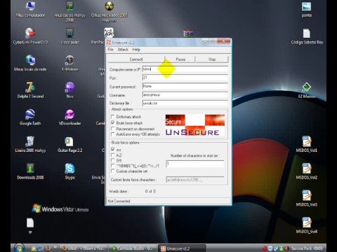Pegar senha a Força Bruta - Unsecure http://www.esportenarede.net/