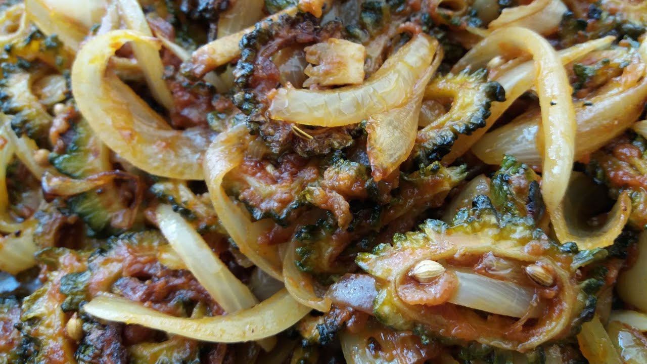 Crispy Karela Fry Sabzi recipe. Bittergourd Onion Sabzi Easy and