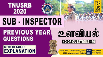 SUB - INSPECTOR 2020 PREVIOUS YEAR QUESTION PAPER | PSYCHOLOGY | EXPLANATION | TAF POLICE 2022