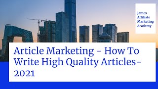 Article Marketing | How To Write High Quality Articles