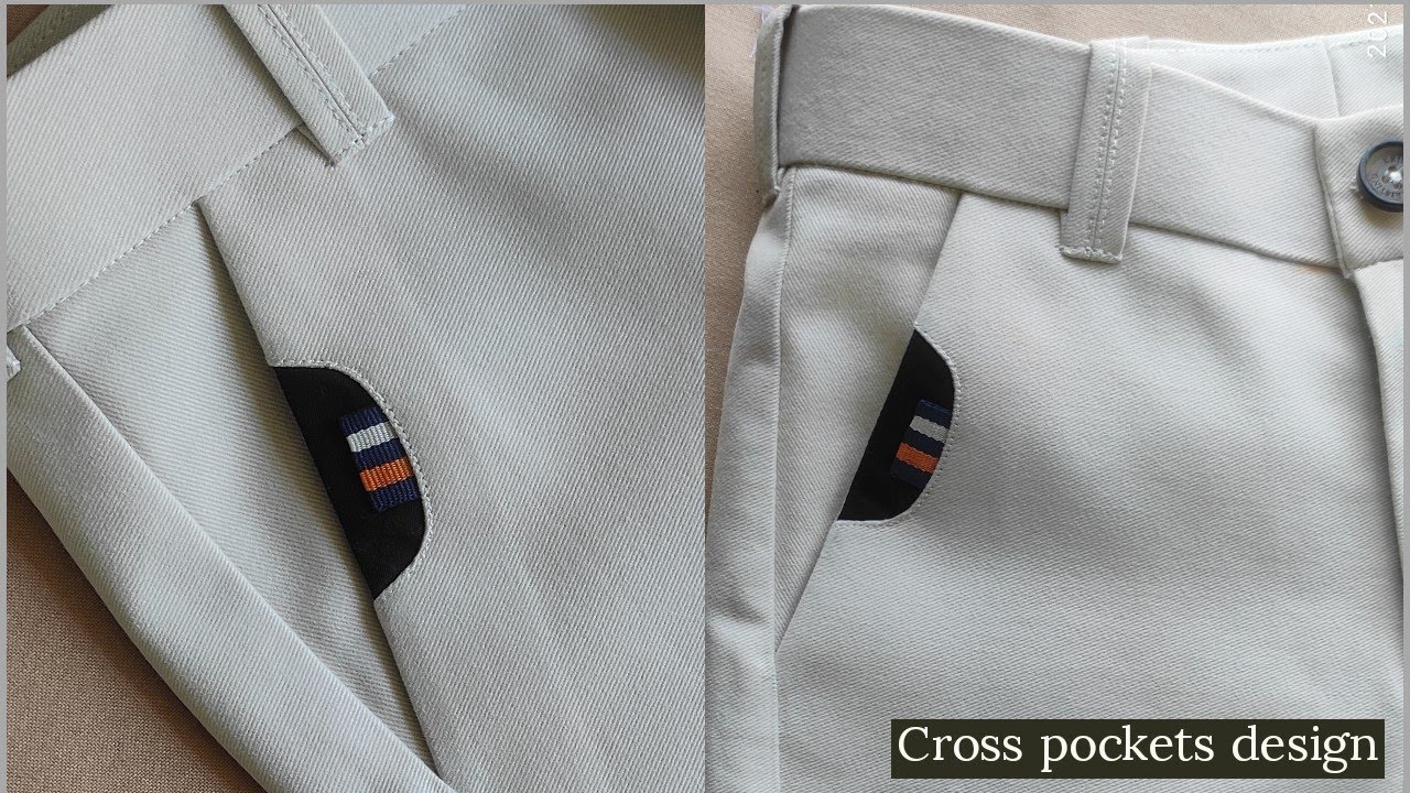 Pant designer side pockets stitching  boy pant cross pockets design  sew designer cross pockets 