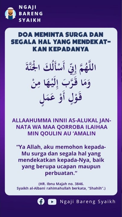 Doa Meminta Surga dan Segala Hal Yang Mendekatkan Kepadanya