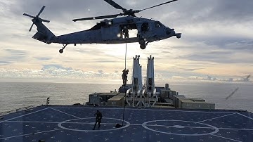 US Navy MH-60S fast rope training