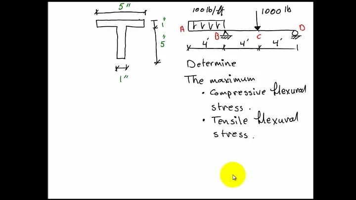 English - Finding Compressive and Tensile Flexural Stresses for a T-Beam