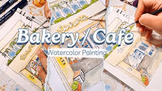 Bakery / Cafe Watercolor Painting ✨with Chill Background Music
