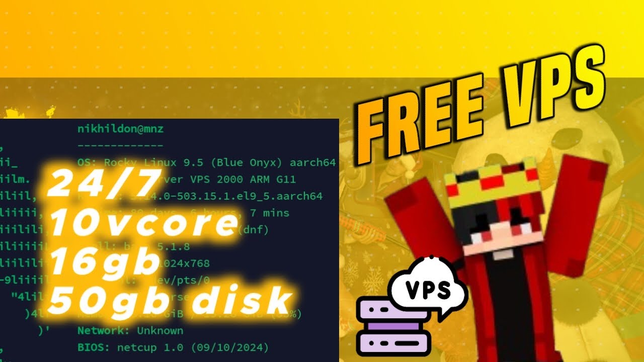 FREE (16GB/10vCore) VPS | 24/7 ONLINE WITH IPV4 😱 AND SSH KEY ON YOUR MOBILE PHONE FREE VPS 16GB